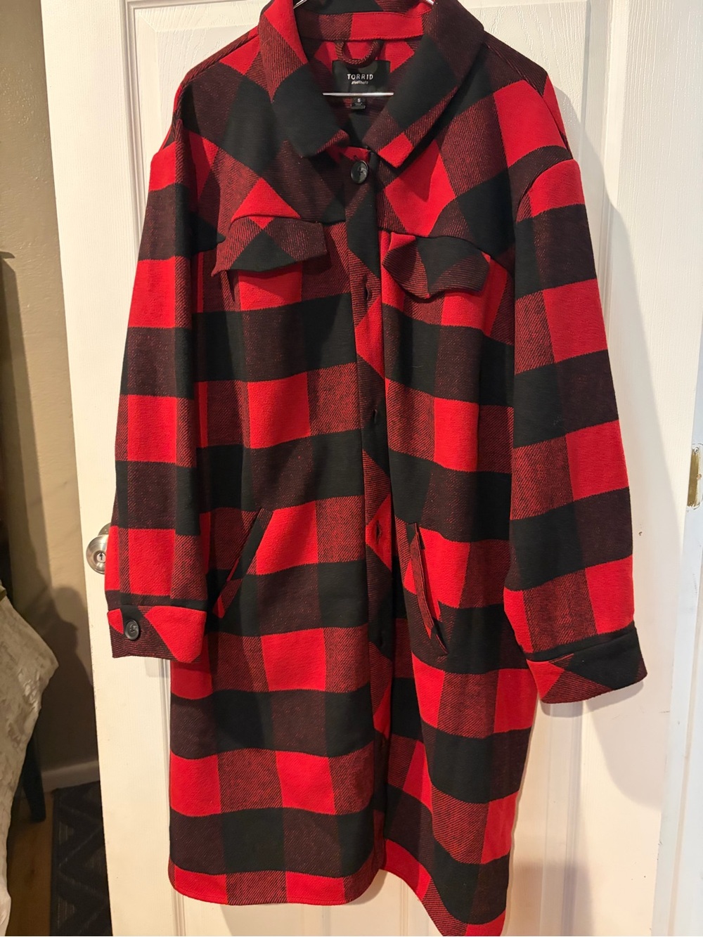 torrid Red & Black Buffalo Plaid Trench Coat